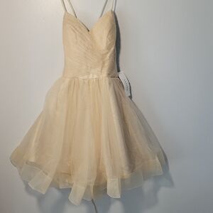 Cream Spaghetti Strap Sweetheart Prom Dress
